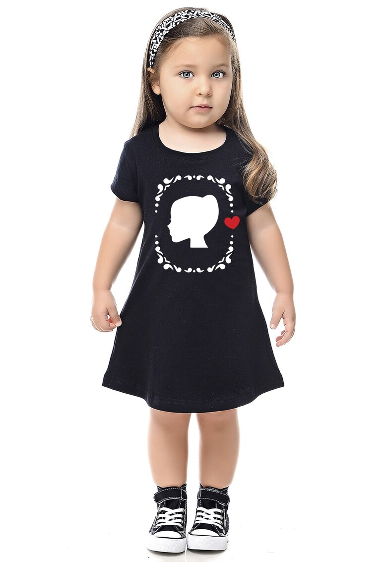 Rochie evazata cu imprimeu grafic - Negru/Alb optic