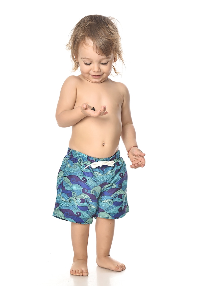 Pantaloni scurti de baie cu snur de ajustare si imprimeu