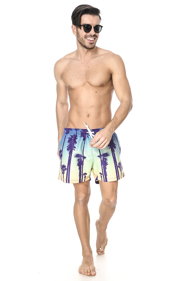 Pantaloni scurti de baie cu imprimeu tropical