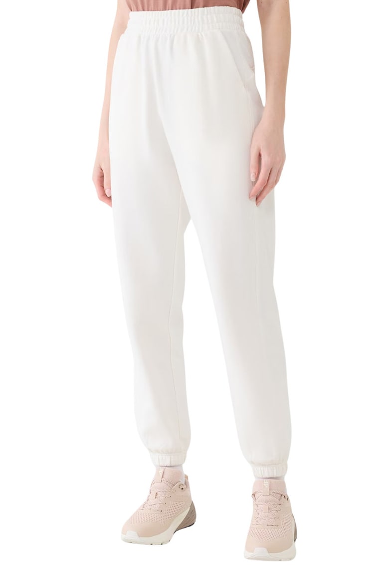 Pantaloni dama 4F - model CAS F1013 - bumbac 80% - alb murdar - cu mansete elastice - 2 buzunare laterale