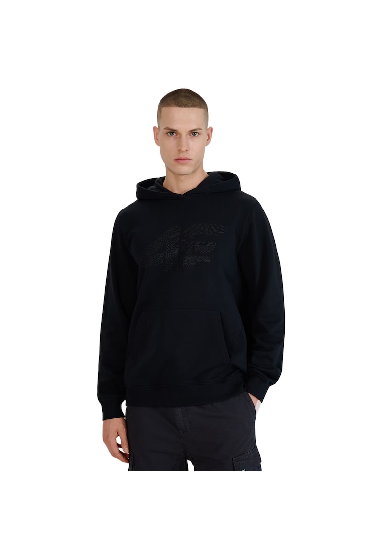 Hanorac barbatesc M1585 - negru - bumbac - croiala regulata - set cu gluga