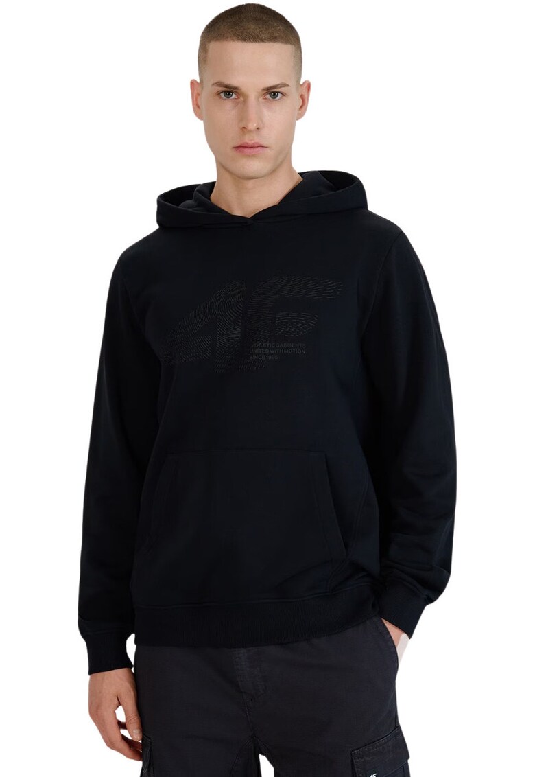 Hanorac barbati M1585 - negru - bumbac si poliester - croiala regulata - buzunar cangur