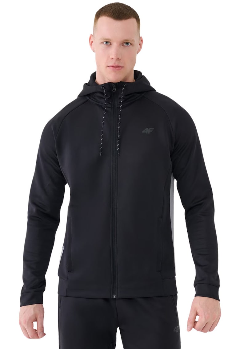 Hanorac sport barbati M513 - negru intens - material elastic - cu gluga