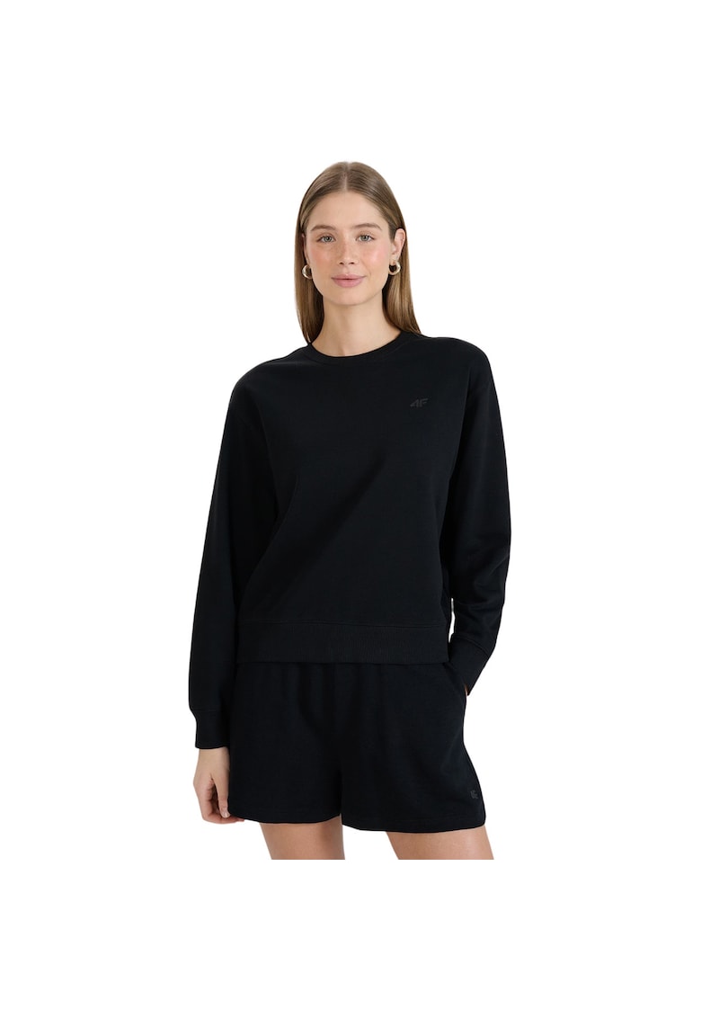 Hanorac sport dama 4F F1765 negru - bumbac si poliester - croiala regulata