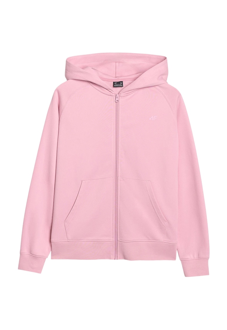 Hanorac sport dama F1763 - bumbac/poliester - cu gluga integrata - roz -