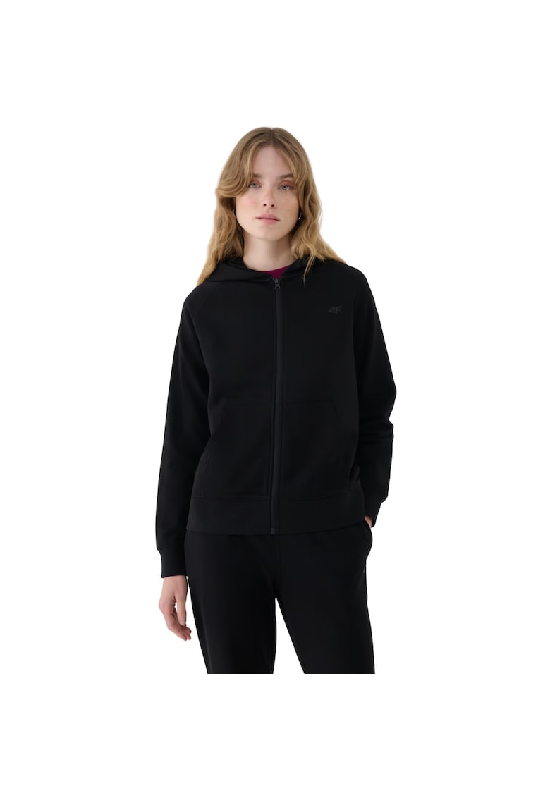 Hanorac sport dama 4F F1763 - negru - bumbac si poliester - croiala regulata