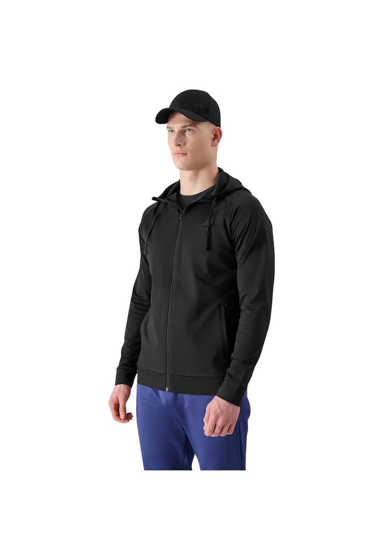 Hanorac sport barbati FNK M512 - negru - poliester - cu gluga si 2 buzunare -