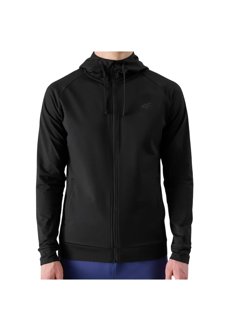 Hanorac sport barbatesc 4F - model FNK M512 - negru intens - material elastic - poliester