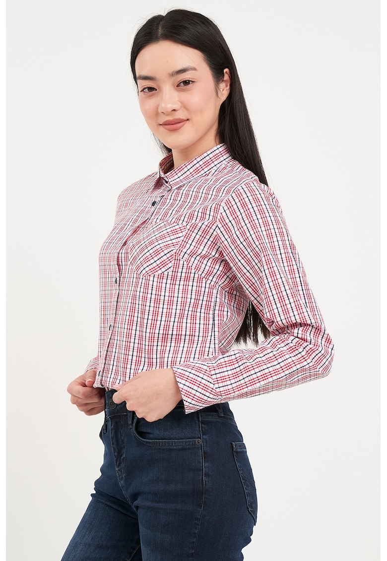 Camasa in carouri cu buzunar pe piept - Rosu