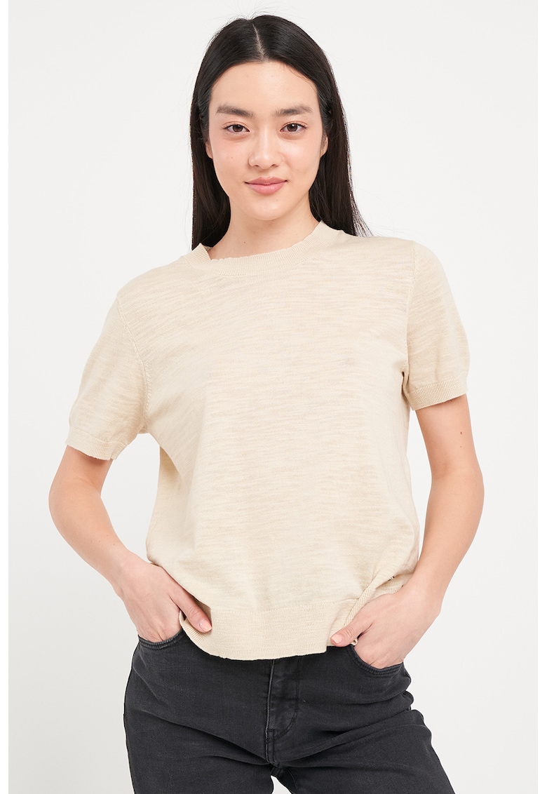 Pulover din tricot fin cu maneci scurte