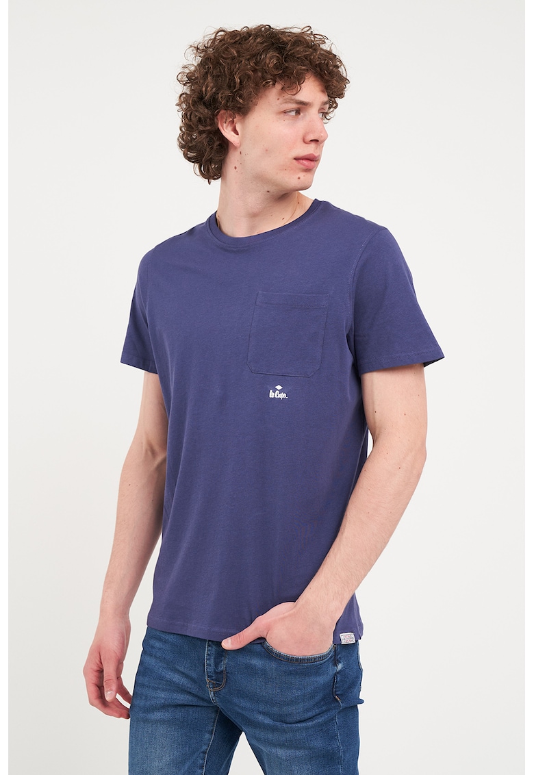 Tricou cu decolteu la baza gatului si buzunar pe piept