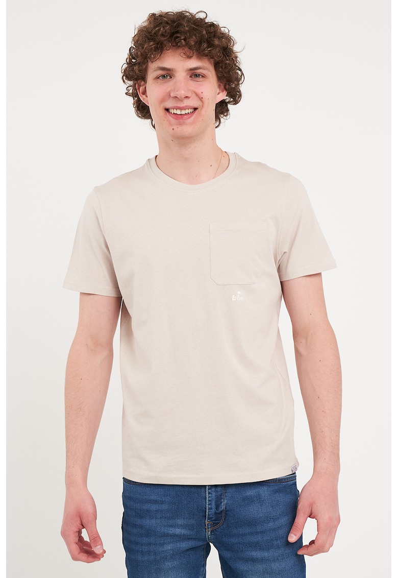 Tricou cu decolteu la baza gatului si buzunar pe piept