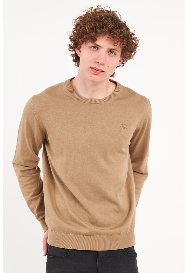 Pulover uni cu decolteu la baza gatului - Maro camel