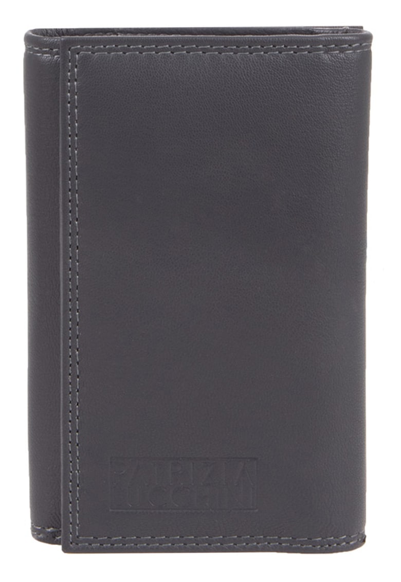 Portofel din piele cu logo - Negru stins