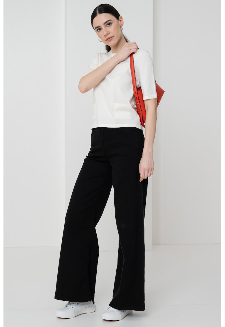 Tricou uni cu buzunare - Alb fildes