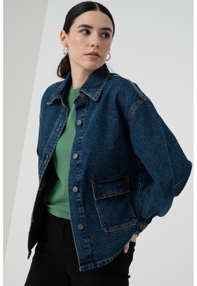 Jacheta din denim cu maneci cazute