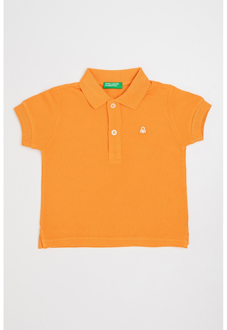 Tricou polo de bumbac pique - Portocaliu mandarina