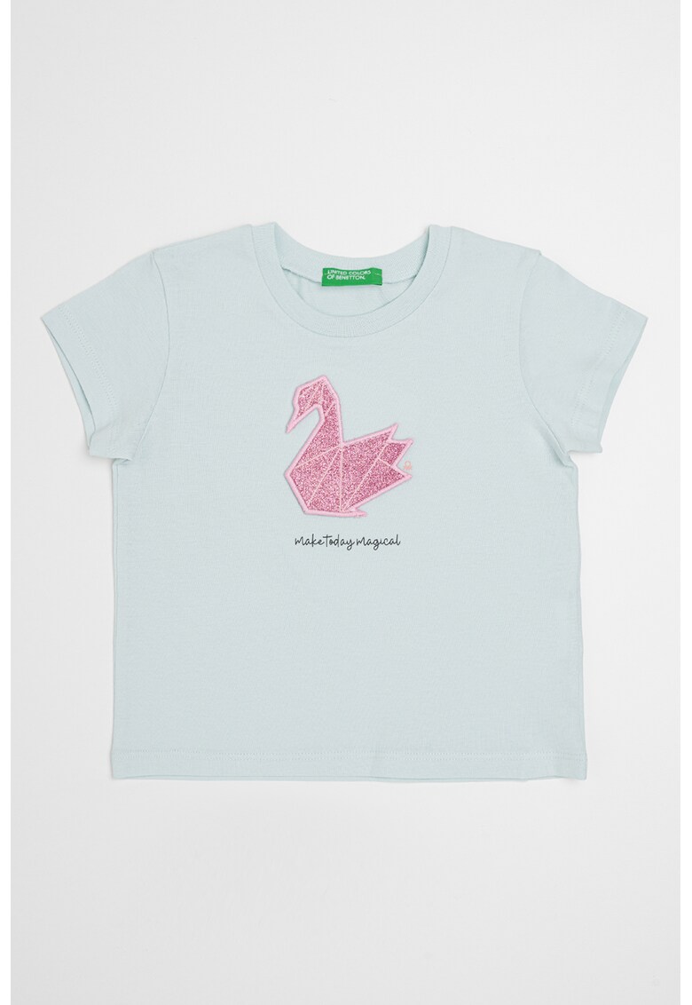 Tricou cu aplicatii stralucitoare - Roz/Verde menta