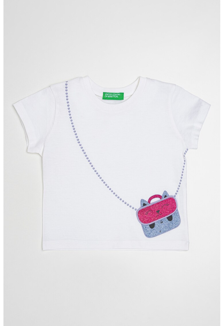 Tricou cu aplicatii stralucitoare - Alb/Violet