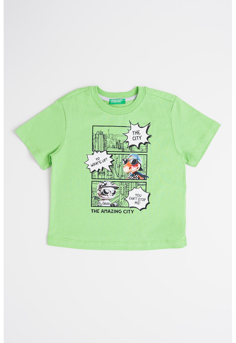 Tricou cu imprimeu grafic - Alb/Verde/Negru