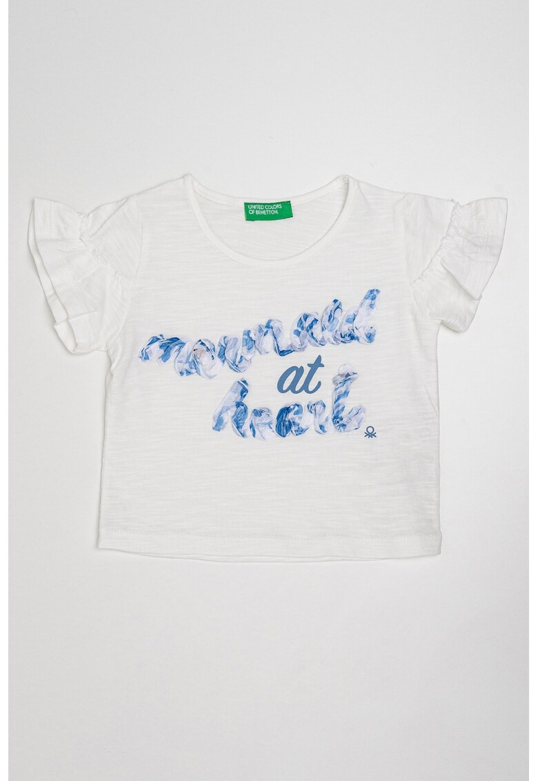 Tricou cu detaliu text - Alb/Albastru