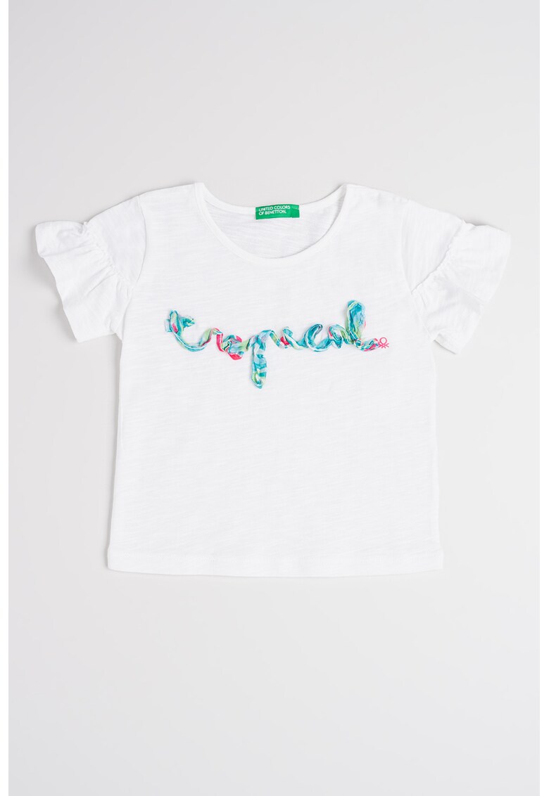 Tricou cu detaliu text - Alb/Verde