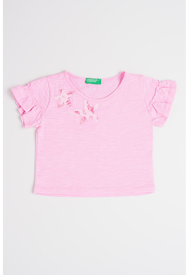 Tricou cu detaliu text - Roz