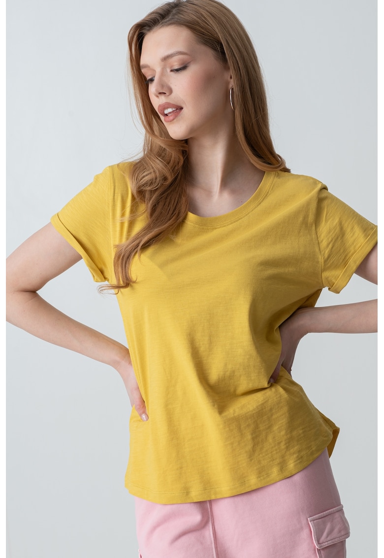 United Colors of Benetton Tricou cu decolteu rotund - Galben mustar