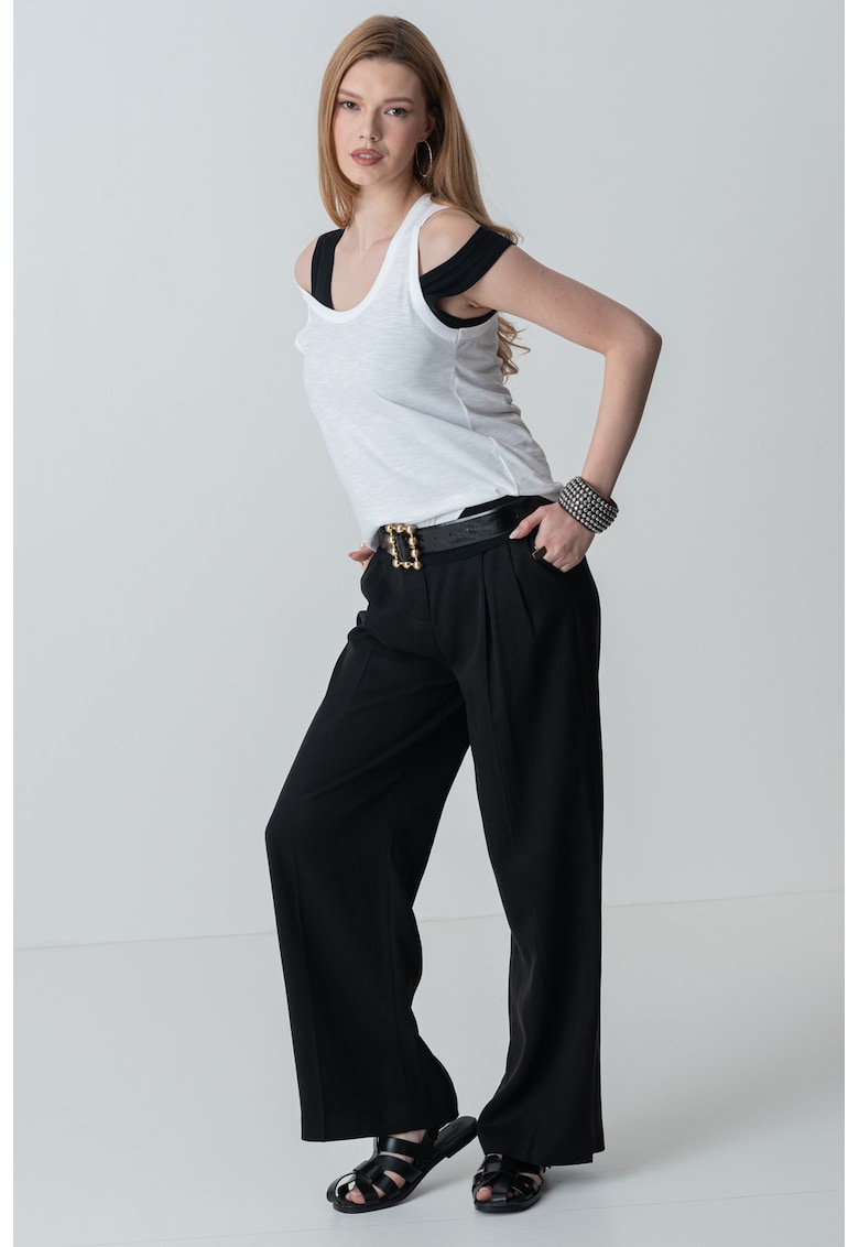 Top cu decolteu rotund - Alb optic