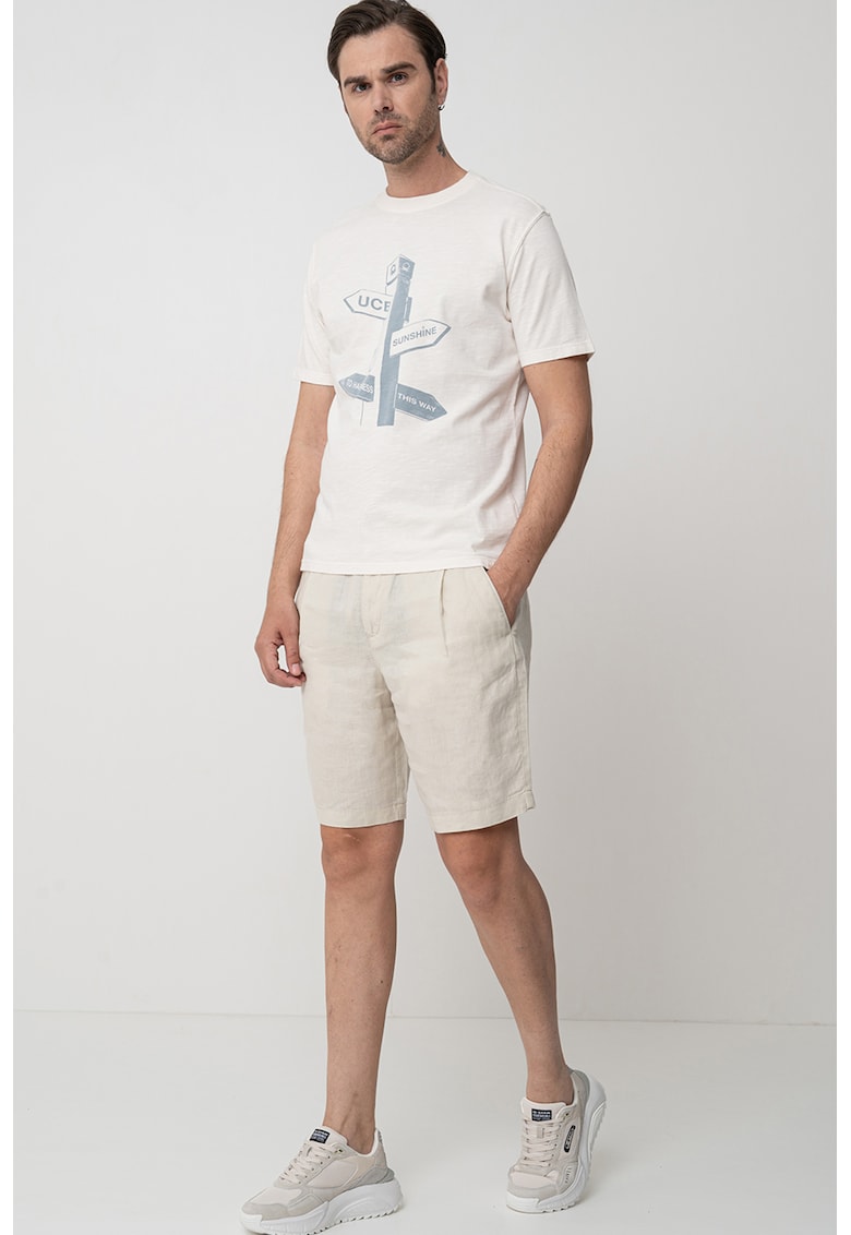 Tricou de bumbac cu imprimeu grafic si text Tricou de bumbac cu imprimeu grafic si text