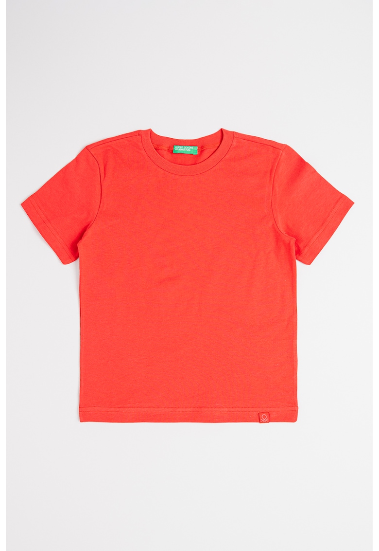 Tricou din bumbac cu decolteu la baza gatului - Rosu deschis