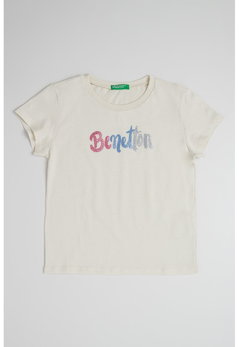 Tricou de bumbac cu logo stralucitor