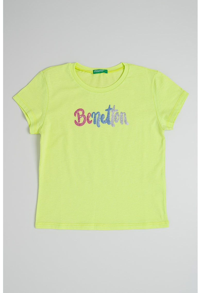 Tricou de bumbac cu logo stralucitor