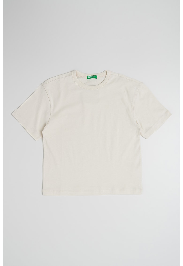 Tricou de bumbac cu decolteu la baza gatului