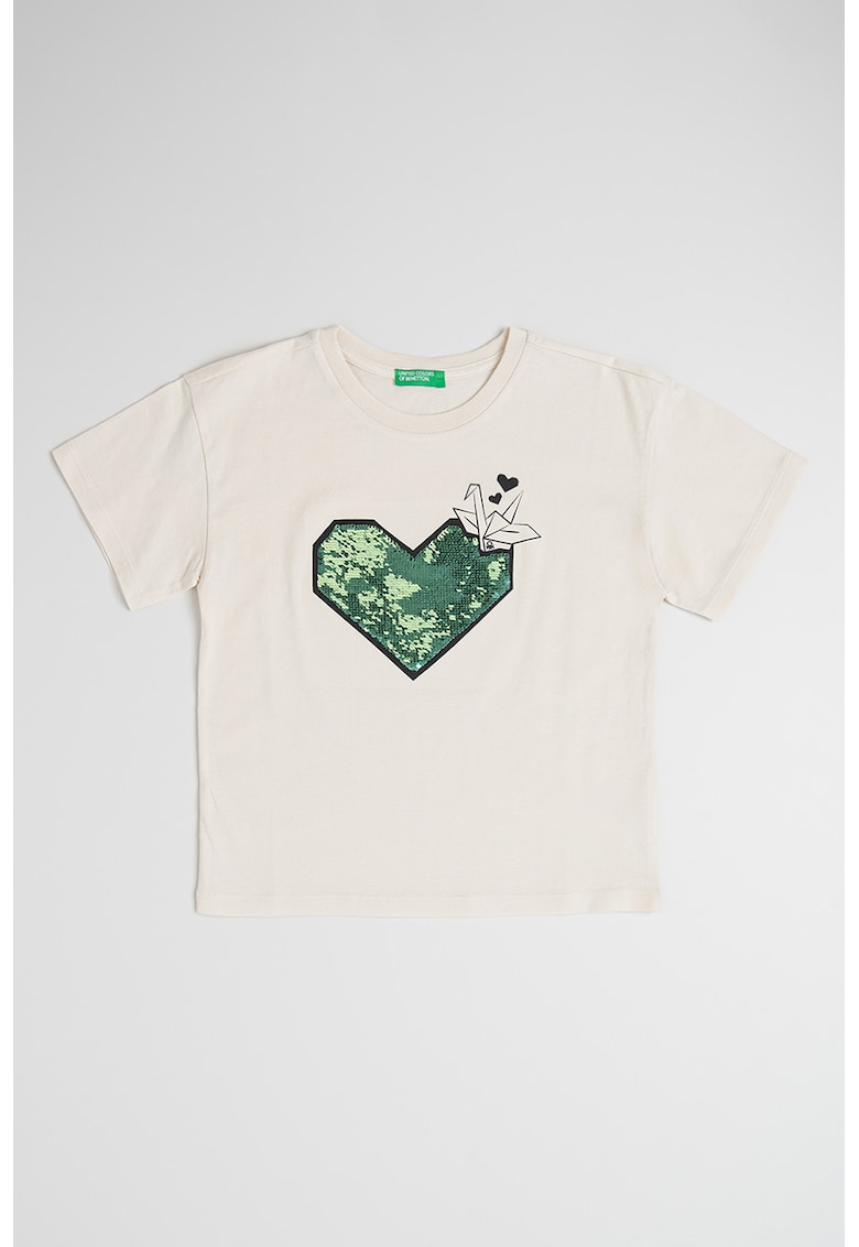 Tricou de bumbac cu aplicatii de paiete