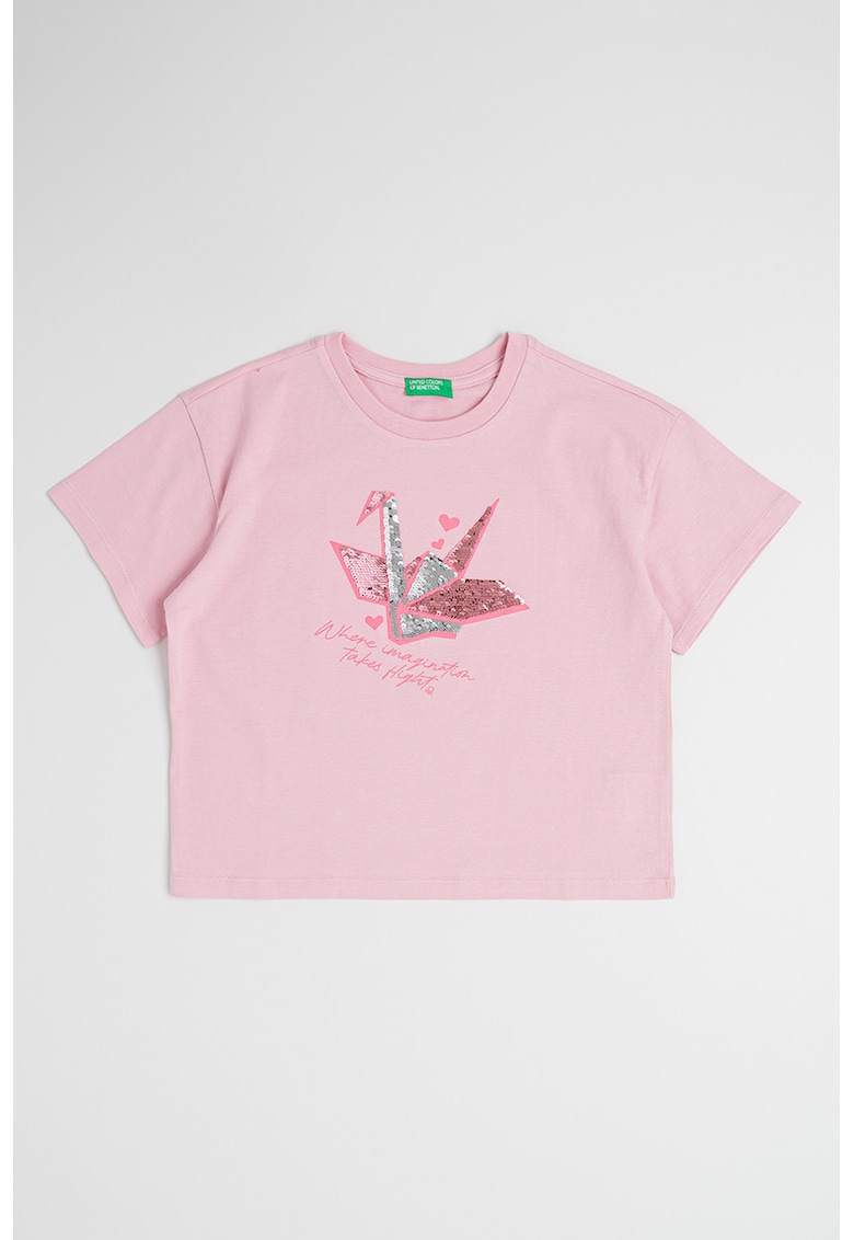 Tricou de bumbac cu aplicatii de paiete