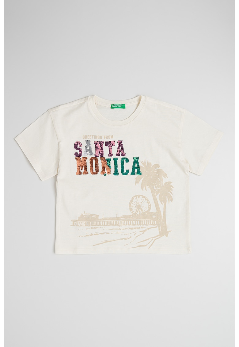 Tricou de bumbac cu aplicatii de paiete