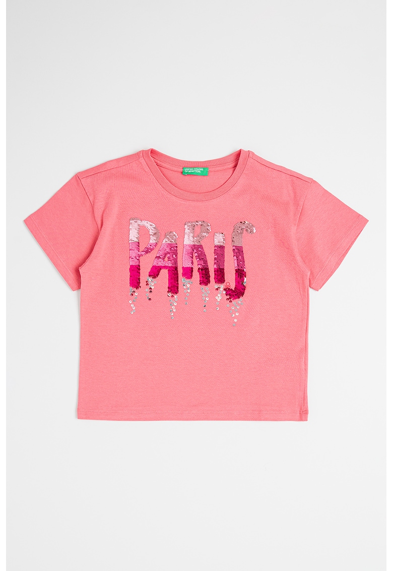 Tricou de bumbac cu aplicatii de paiete