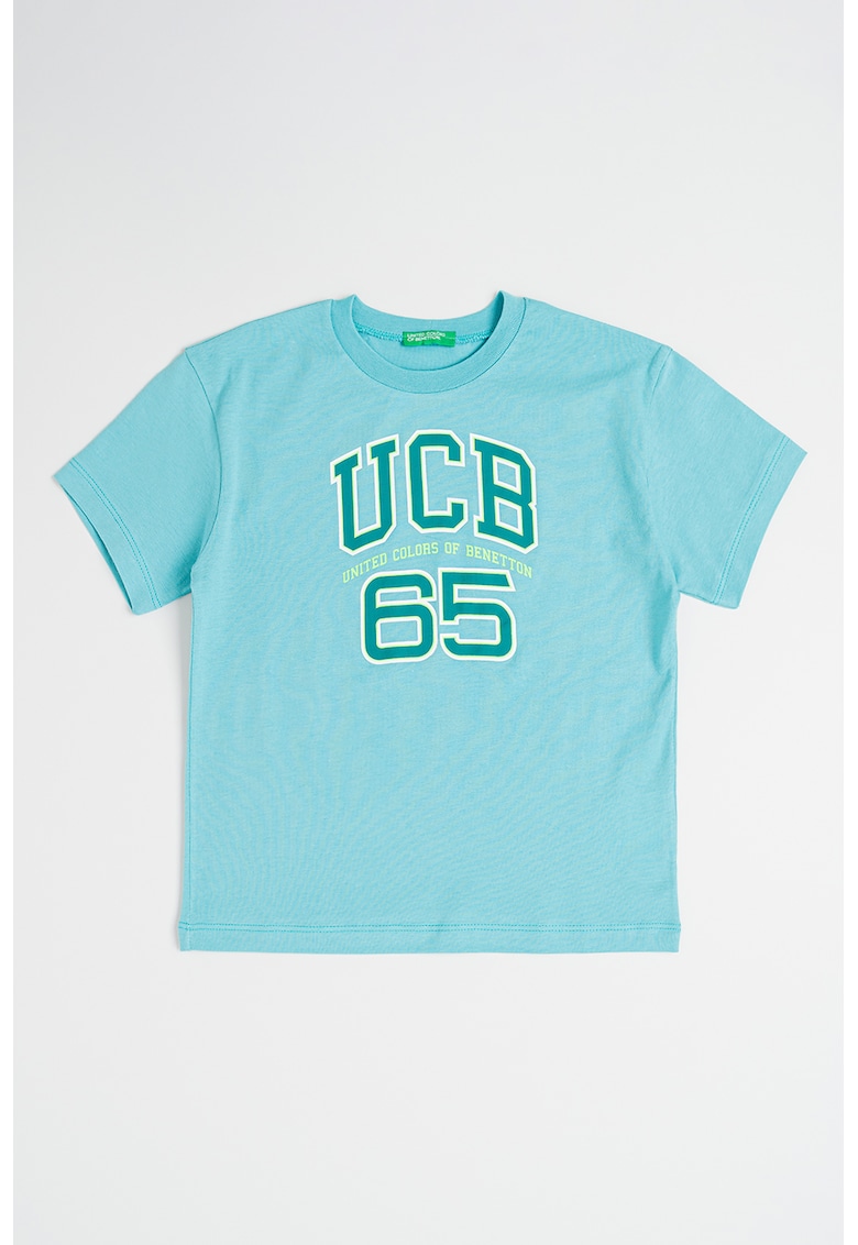 Tricou de bumbac cu imprimeu logo - Alb/Verde persan