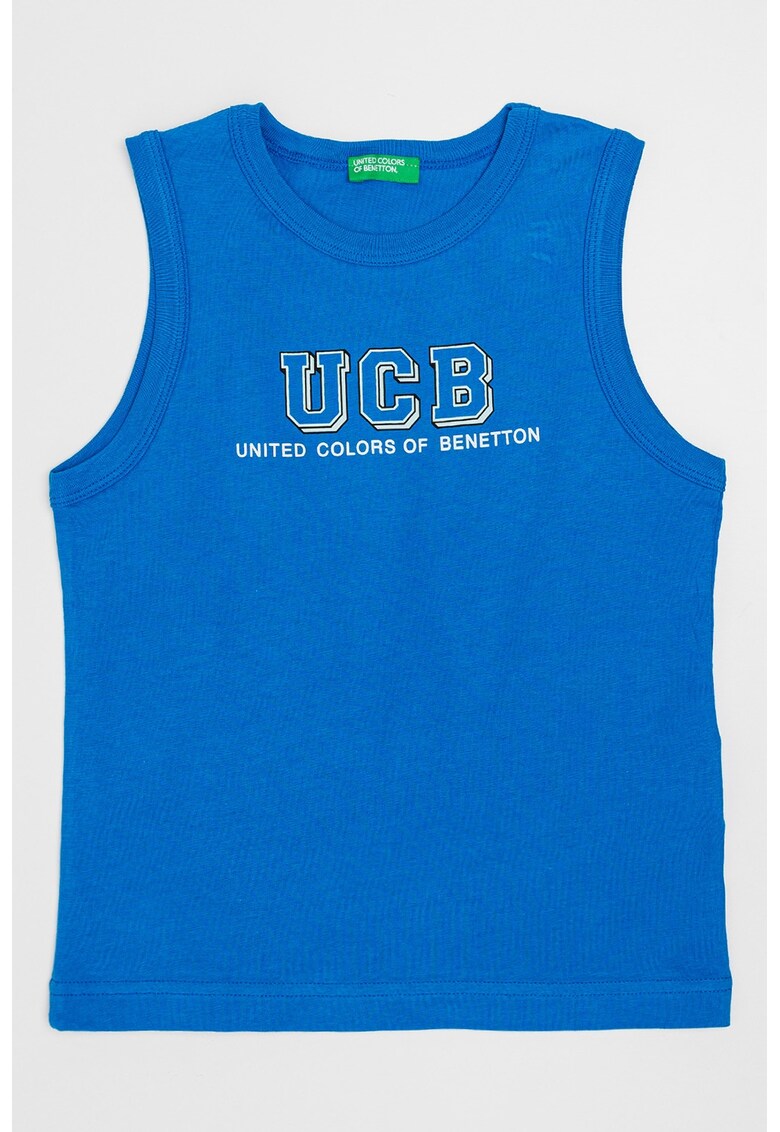 Top cu logo si decolteu la baza gatului - Albastru royal