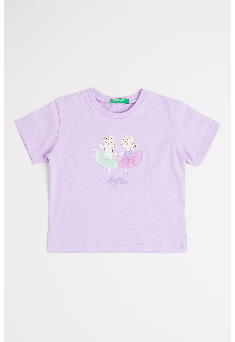 Tricou cu decolteu la baza gatului - Lila/Verde menta