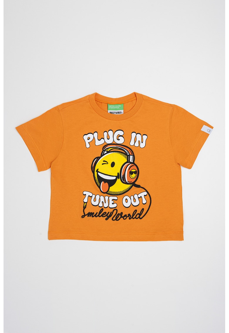 Tricou cu imprimeu grafic - Alb/Portocaliu