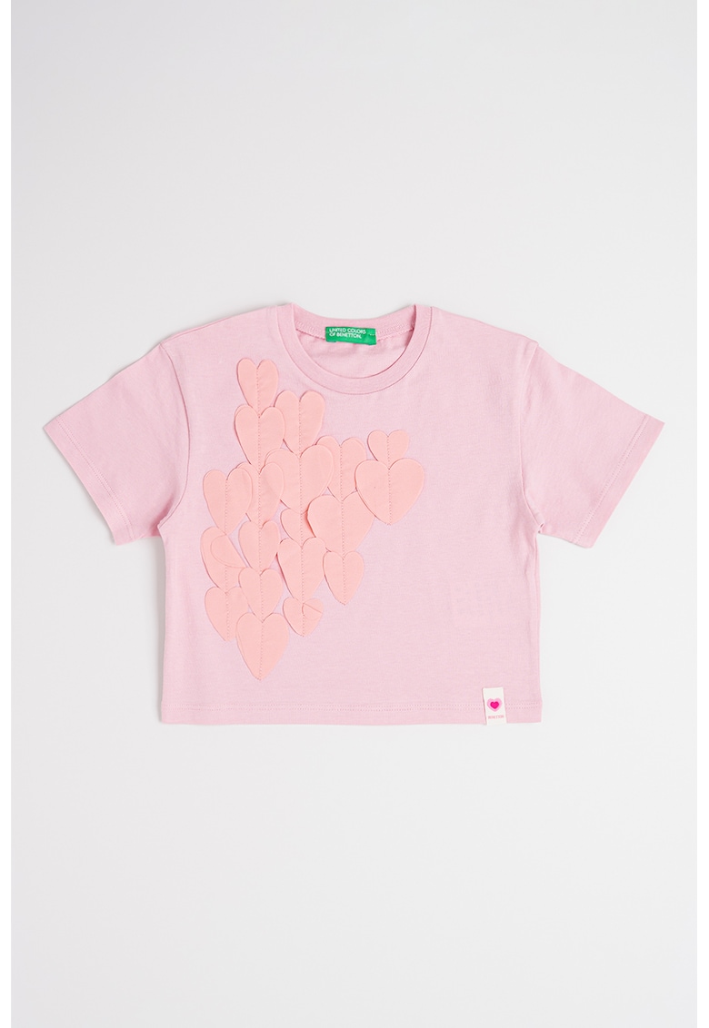 Tricou de bumbac cu decolteu la baza gatului