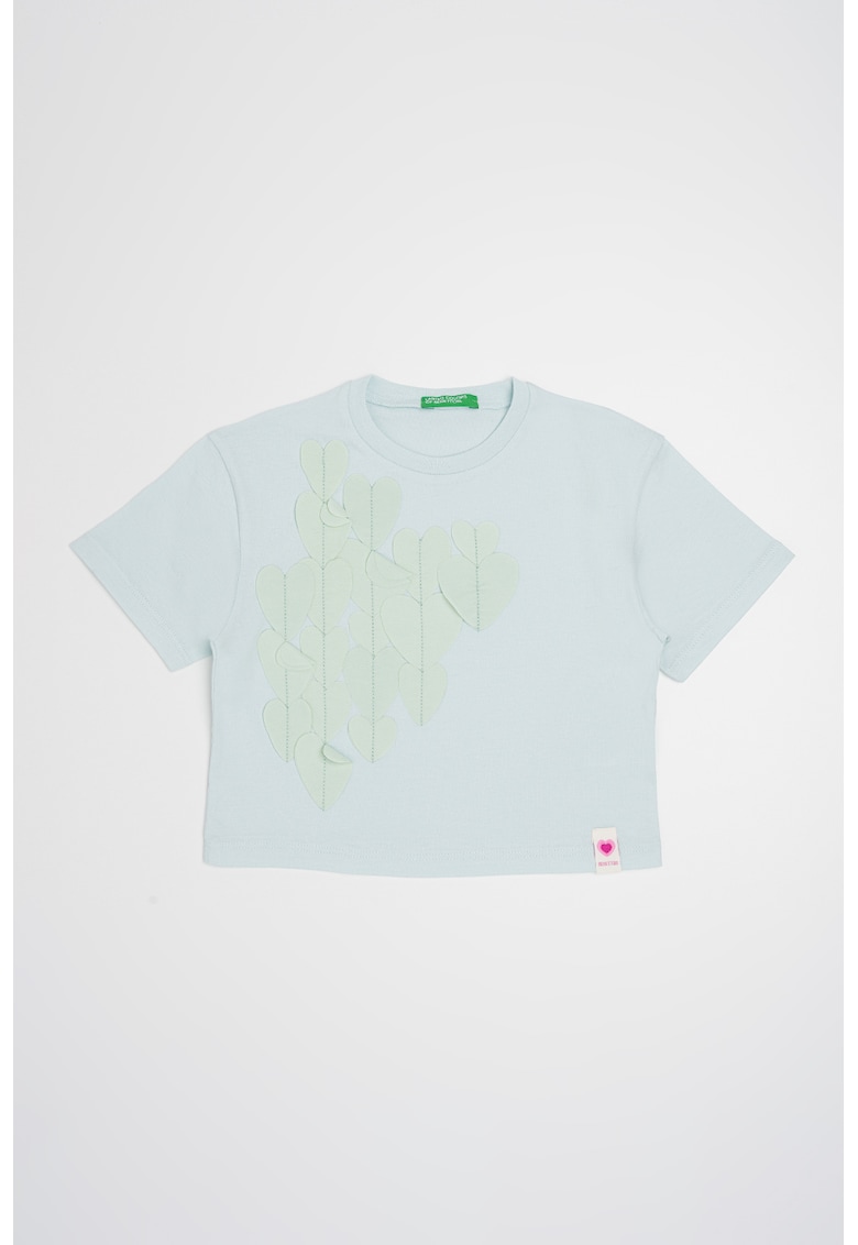 Tricou de bumbac cu decolteu la baza gatului