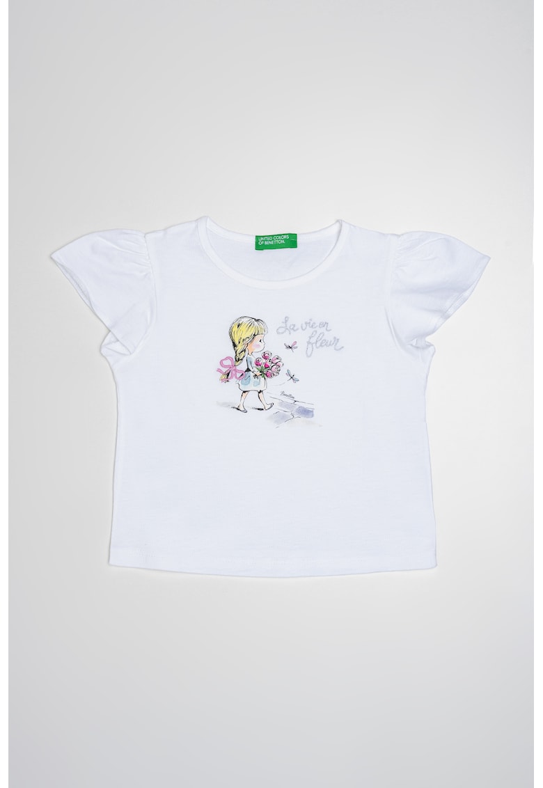 Tricou de bumbac cu imprimeu grafic - Alb/Argintiu