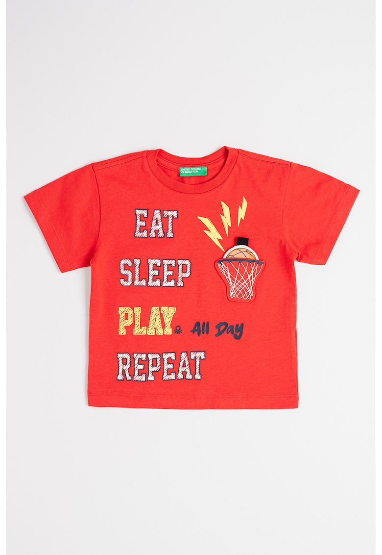 Tricou de bumbac cu imprimeu grafic - Rosu/Galben