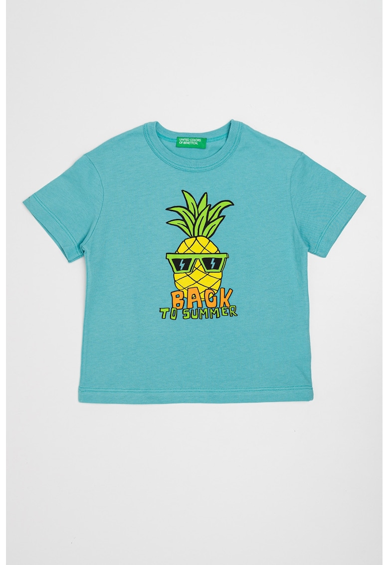 Tricou de bumbac cu imprimeu grafic - Galben/Verde persan