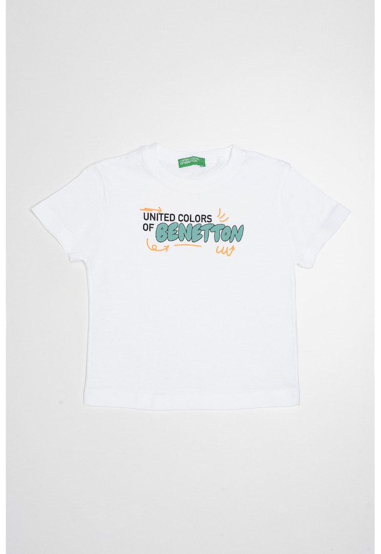 Tricou de bumbac cu imprimeu logo - Alb/Portocaliu mandarina