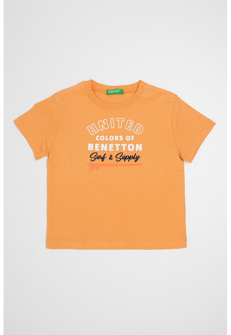 Tricou de bumbac cu imprimeu logo - Alb/Portocaliu