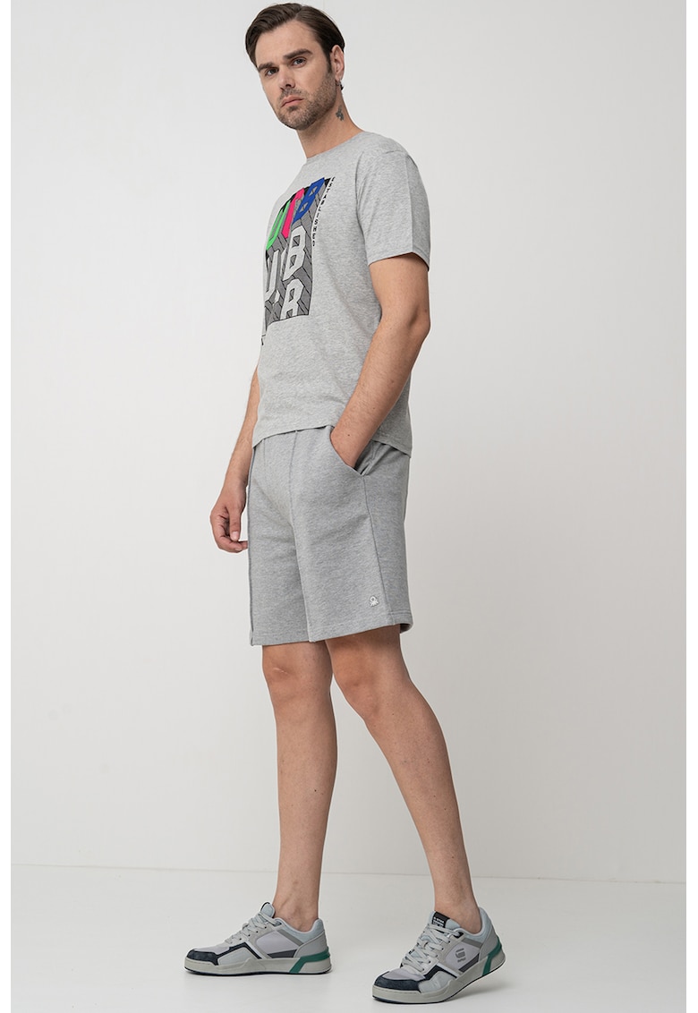 Tricou cu imprimeu grafic - Negru/Gri melange